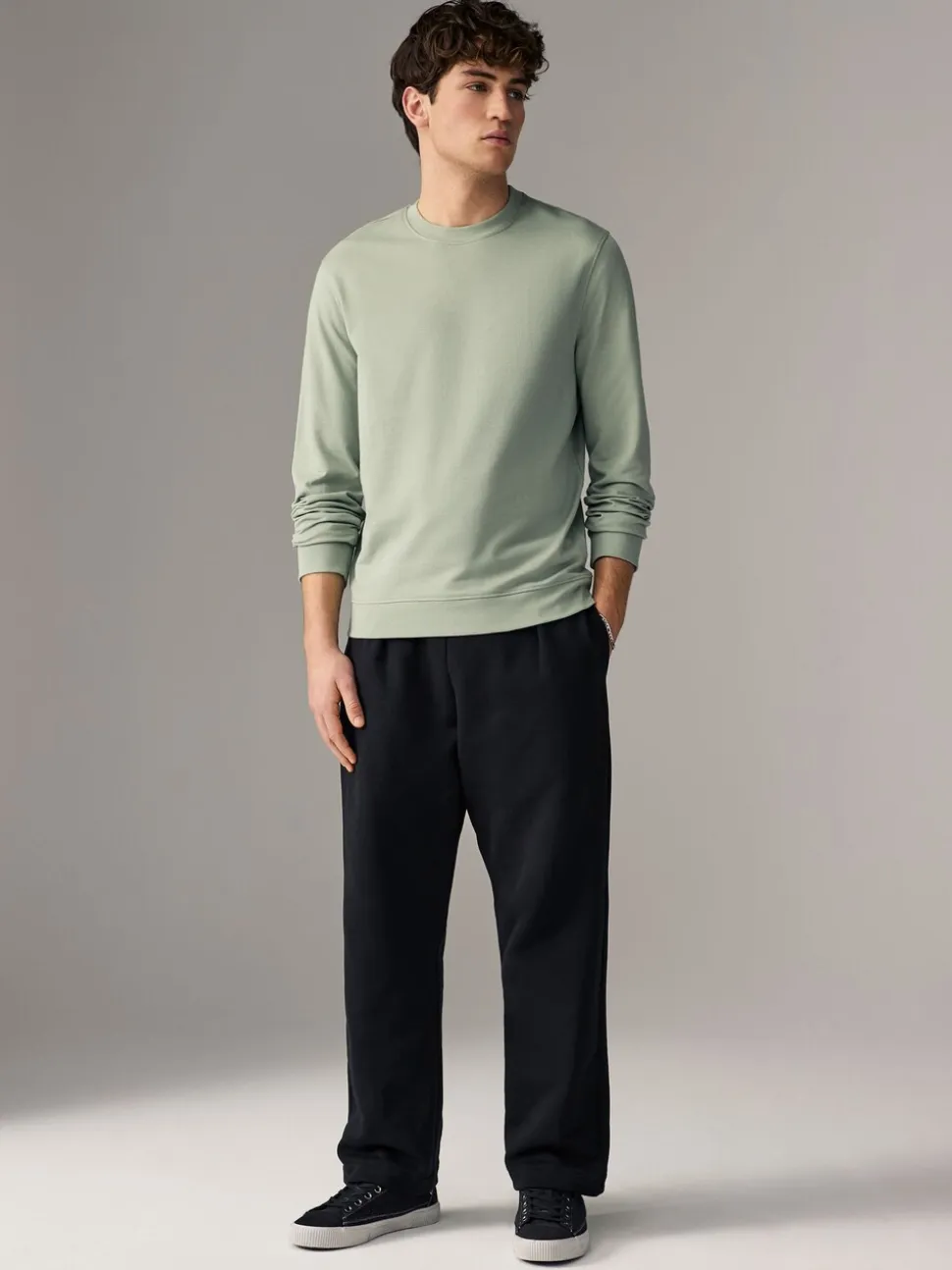 Sage Green Lightweight Crew Neck Sweatshirt
