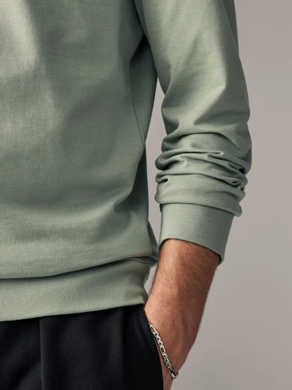 Sage Green Lightweight Crew Neck Sweatshirt