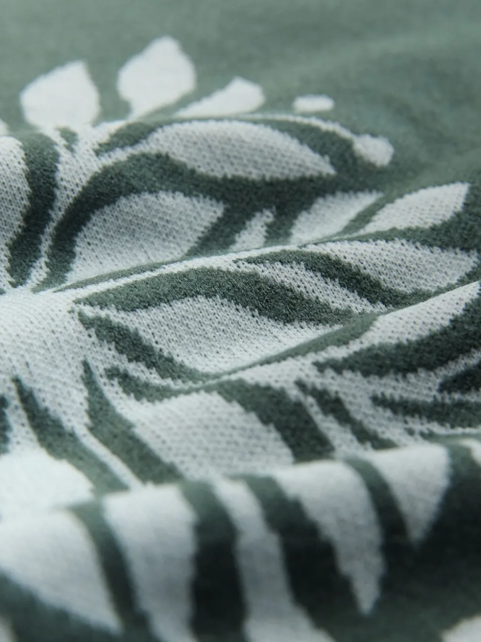 Sage Green N.Premium Relaxed Fit Mid Weight Floral Graphic Crew Neck Jumper
