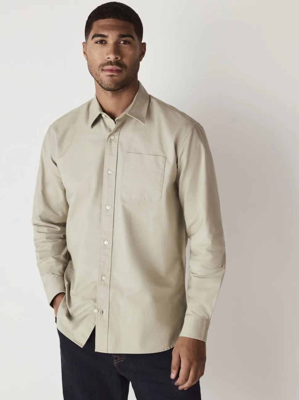 Sage Green Regular Fit Long Sleeve Oxford Shirt