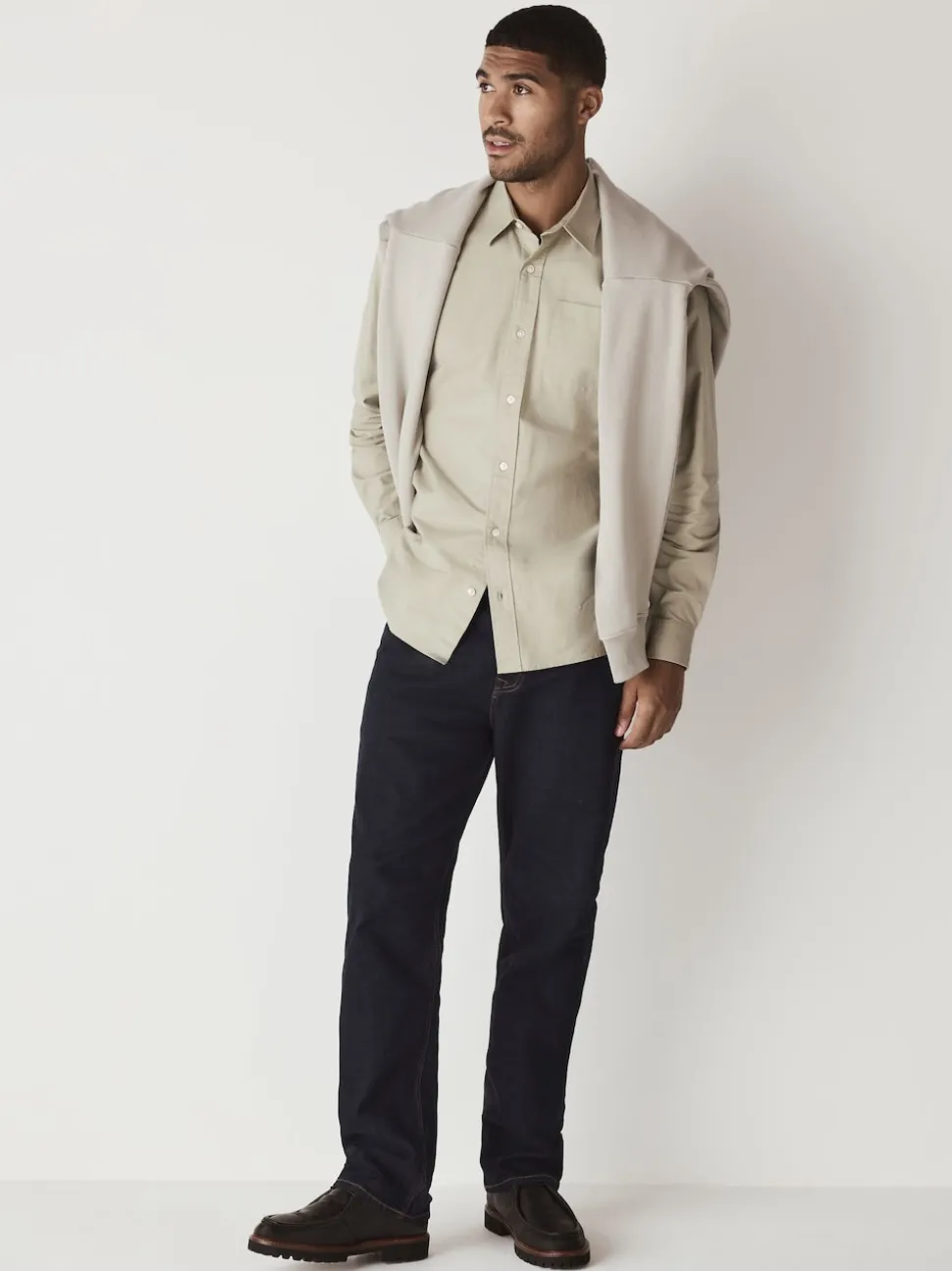 Sage Green Regular Fit Long Sleeve Oxford Shirt