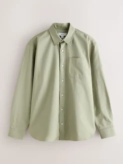 Sage Green Regular Fit Long Sleeve Oxford Shirt