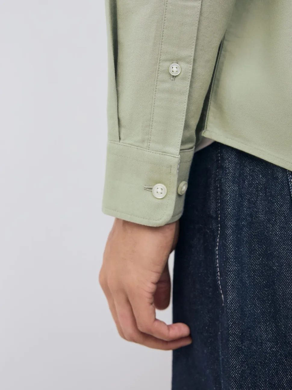 Sage Green Regular Fit Long Sleeve Oxford Shirt