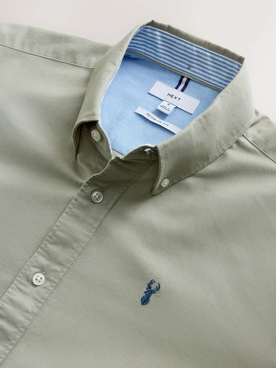 Sage Green Regular Fit Long Sleeve Oxford Shirt
