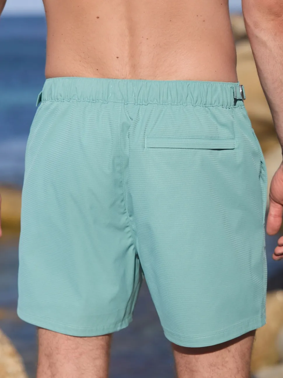 Sage Green Signature Tailored Waistband Swim Shorts