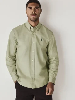 Sage Green Slim Fit Long Sleeve Oxford Shirt