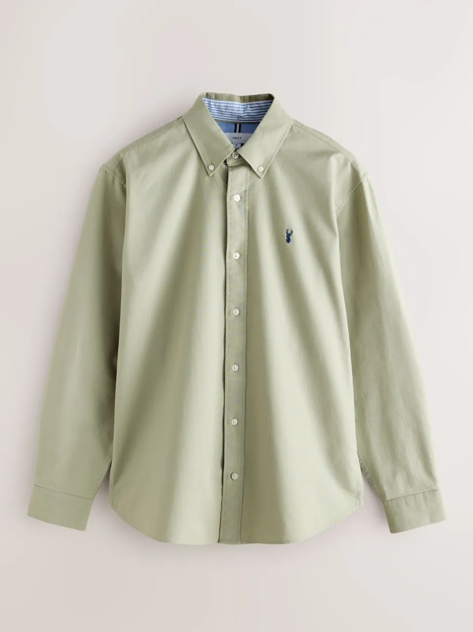 Sage Green Slim Fit Long Sleeve Oxford Shirt