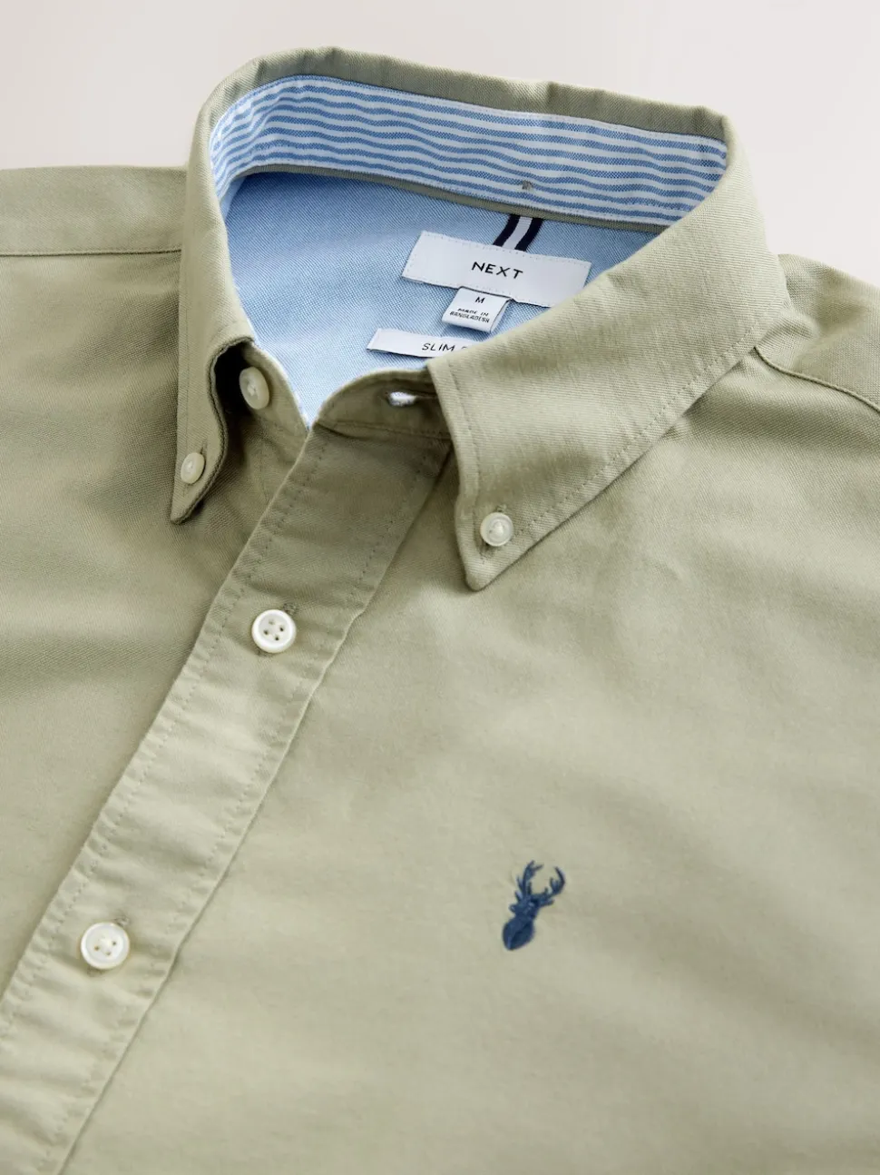 Sage Green Slim Fit Long Sleeve Oxford Shirt