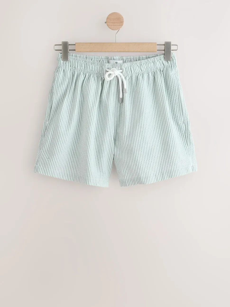 Sage Green Stripe Seersucker Swim Shorts