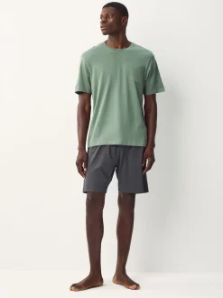 Sage Green/Slate Grey Jersey Short Pyjamas Set 2 Pack