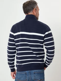 Saltwell Blue Striped Quarter Zip Sweatshirt