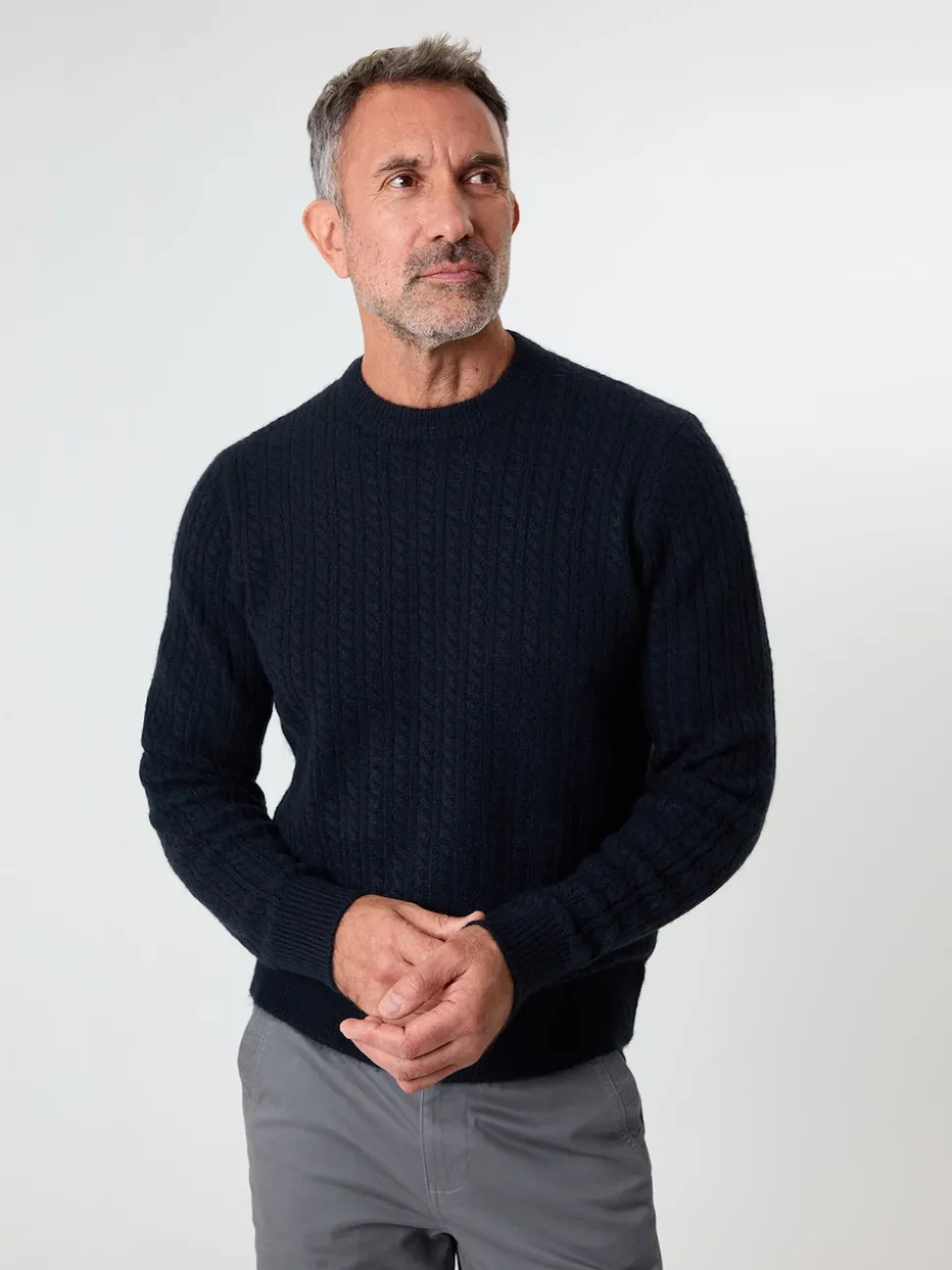 Saltwell Cable Knit Crew Neck Brown Jumper