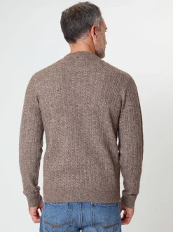 Saltwell Cable Knit Crew Neck Brown Jumper