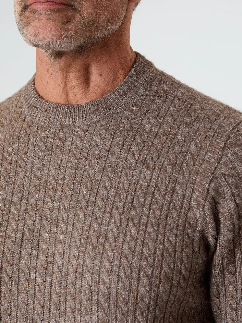 Saltwell Cable Knit Crew Neck Brown Jumper