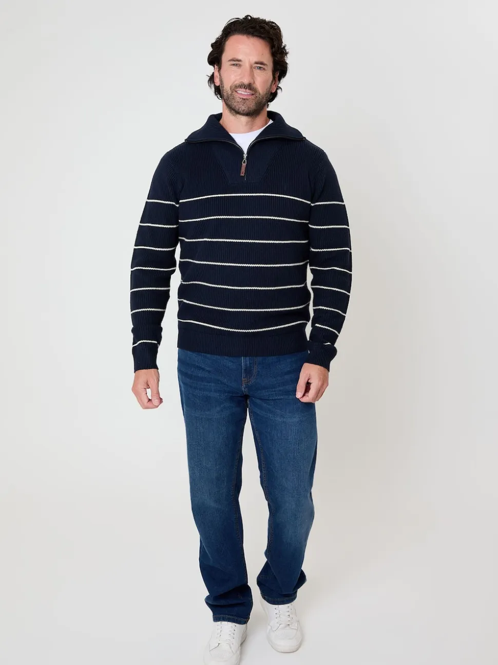Saltwell Striped Quarter Zip Jumper