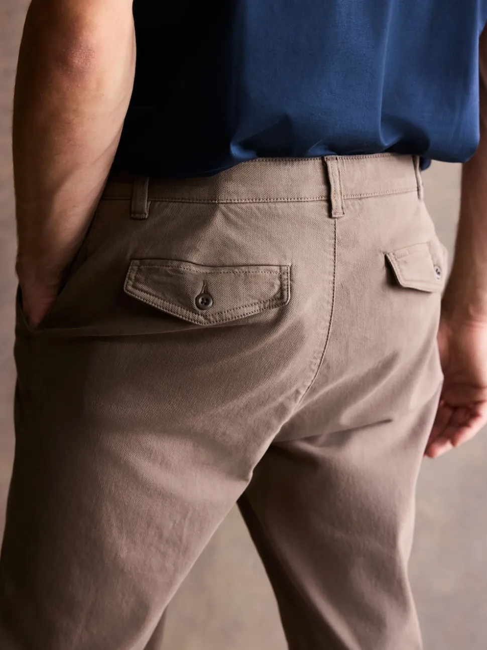 Sand Regular Fit Cotton Rich Utility Chino Trousers With Stretch