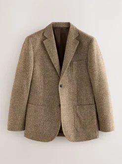 Sand Relaxed Fit Wool Blend Suit Jacket