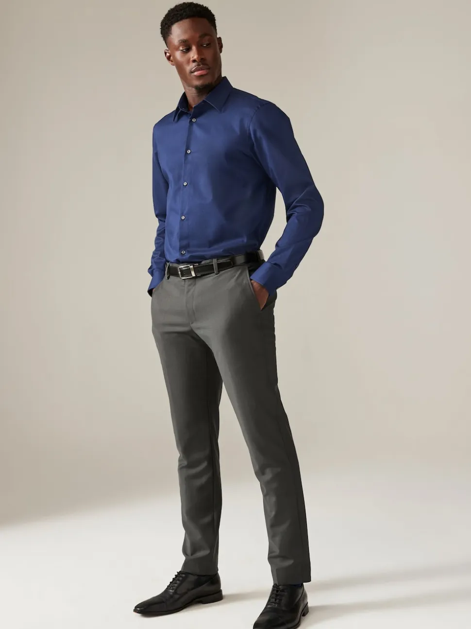 Sapphire Blue Regular Fit Easy Care Textured Single Cuff Smart Shirt