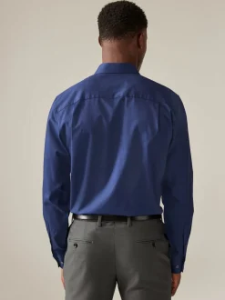 Sapphire Blue Regular Fit Easy Care Textured Single Cuff Smart Shirt