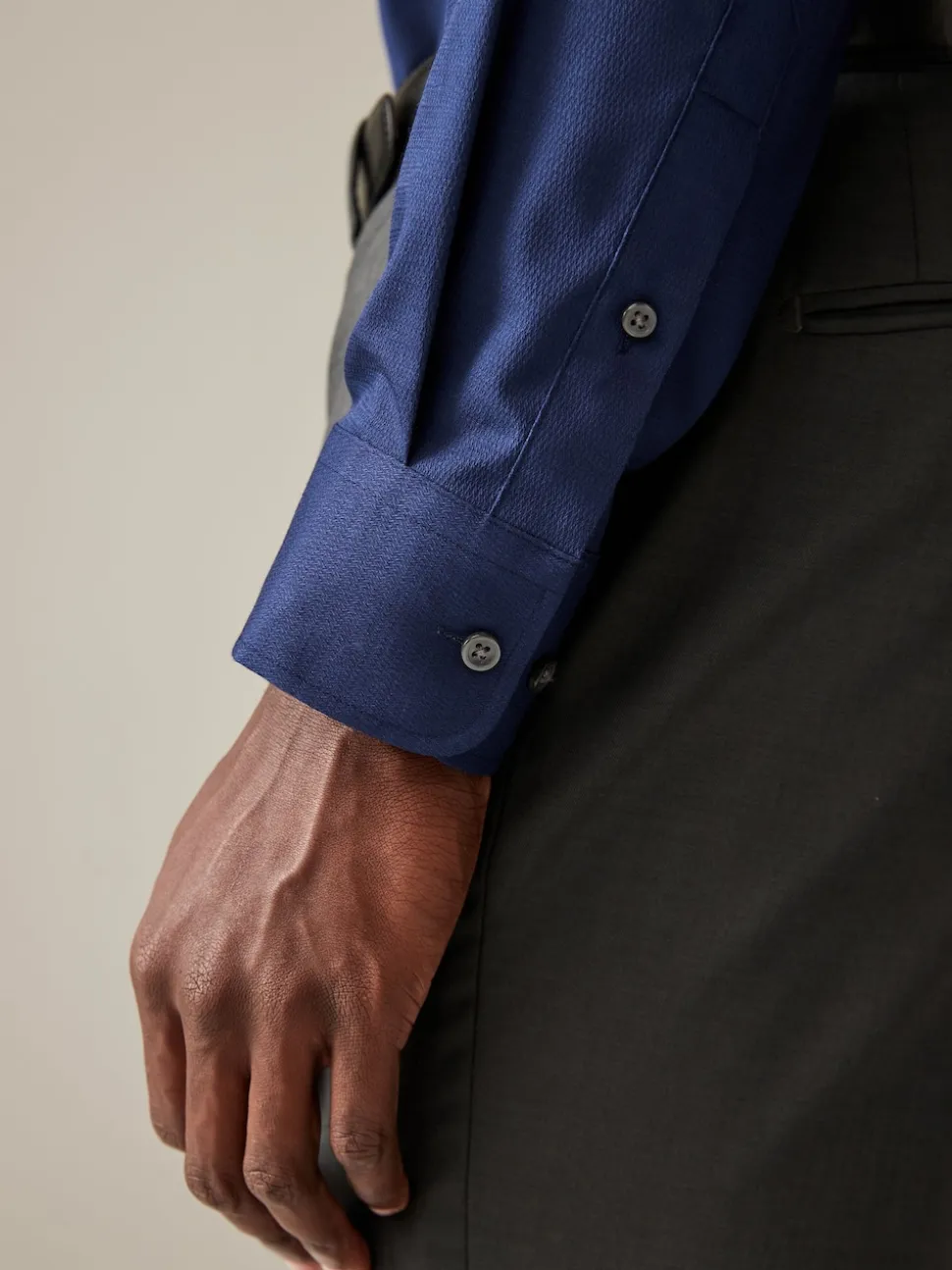 Sapphire Blue Regular Fit Easy Care Textured Single Cuff Smart Shirt