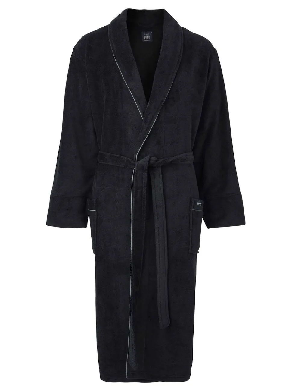Savile Row Company Black Fleece Dressing Gown With Piping
