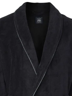 Savile Row Company Black Fleece Dressing Gown With Piping