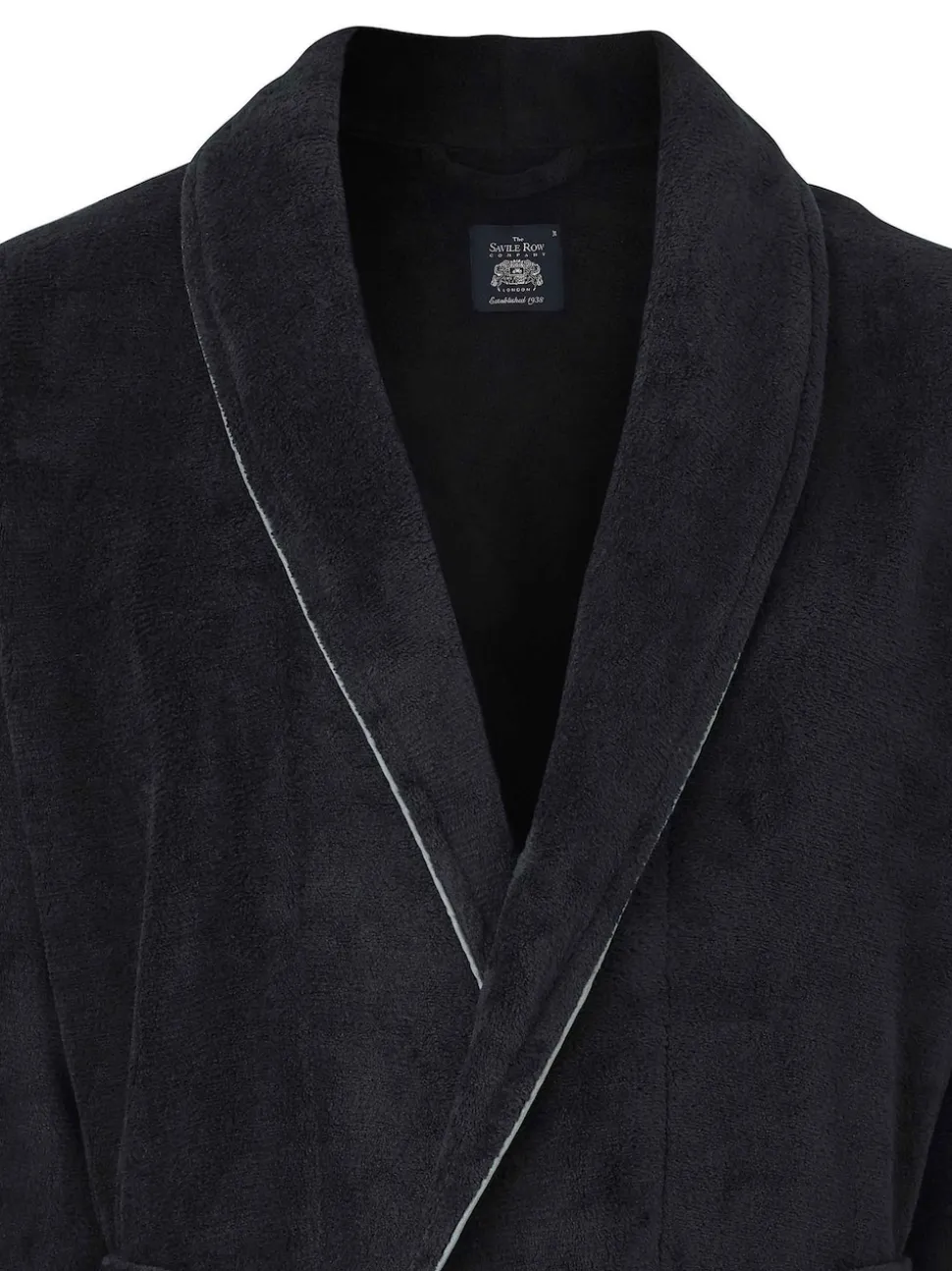 Savile Row Company Black Fleece Dressing Gown With Piping
