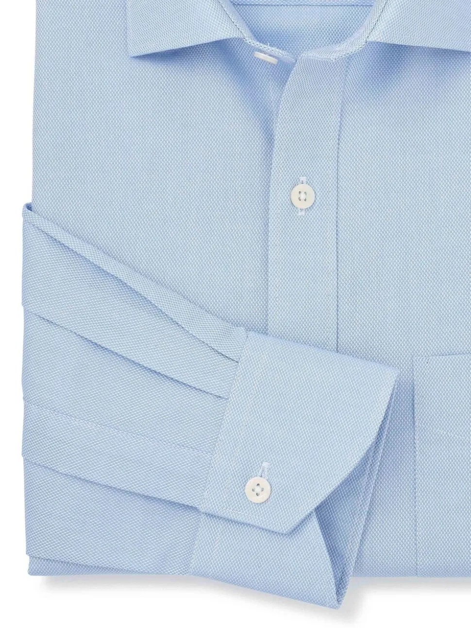 Savile Row Company Blue Classic Fit Texured Cotton Dobby Single Cuff Formal Shirt