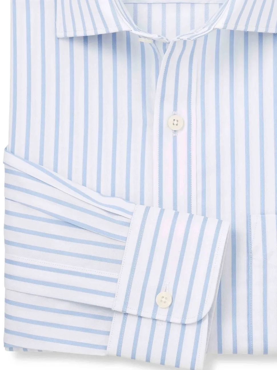 Savile Row Company Blue Classic Fit Striped Cotton Poplin Single Cuff Formal Shirt