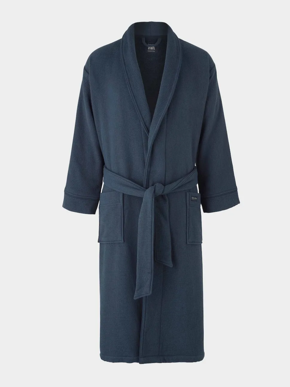 Savile Row Company Blue Cotton Waffle Dressing Gown With Terry Lining