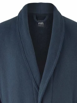 Savile Row Company Blue Cotton Waffle Dressing Gown With Terry Lining