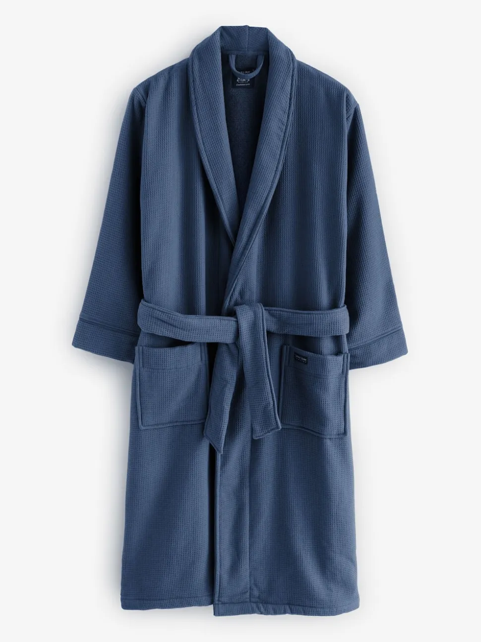 Savile Row Company Blue Cotton Waffle Dressing Gown With Terry Lining
