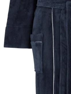 Savile Row Company Blue Fleece Dressing Gown With Piping