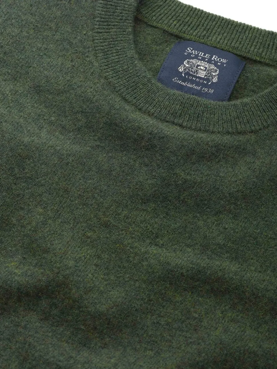 Savile Row Company Green Merino Wool Cashmere Blend Crew Neck Jumper