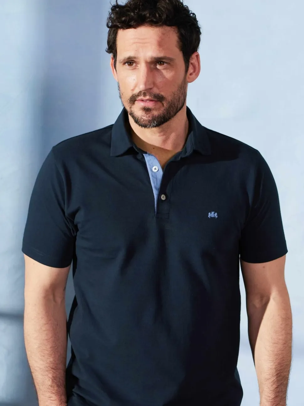 Savile Row Company Navy Classic Fit Cotton Pique Short Sleeve Polo Shirt