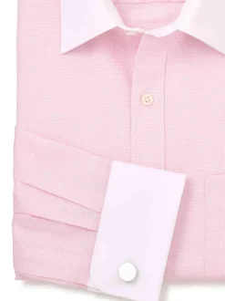 Savile Row Company Pink Textured Cotton Classic Fit Winchester Formal Shirt