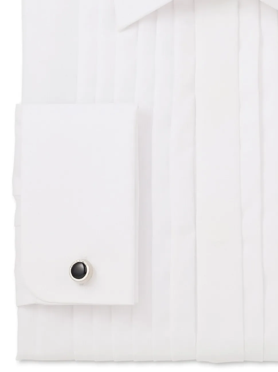 Savile Row Company White Slim Fit Cotton Poplin Pleated Double Cuff Tuxedo Shirt
