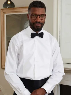 Savile Row Company White Classic Fit Marcella Bib Tuxedo Cotton Shirt