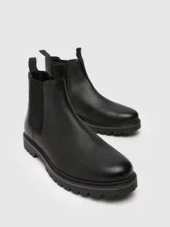 Schuh Black Wide Fit Dawson Leather Chelsea Boots