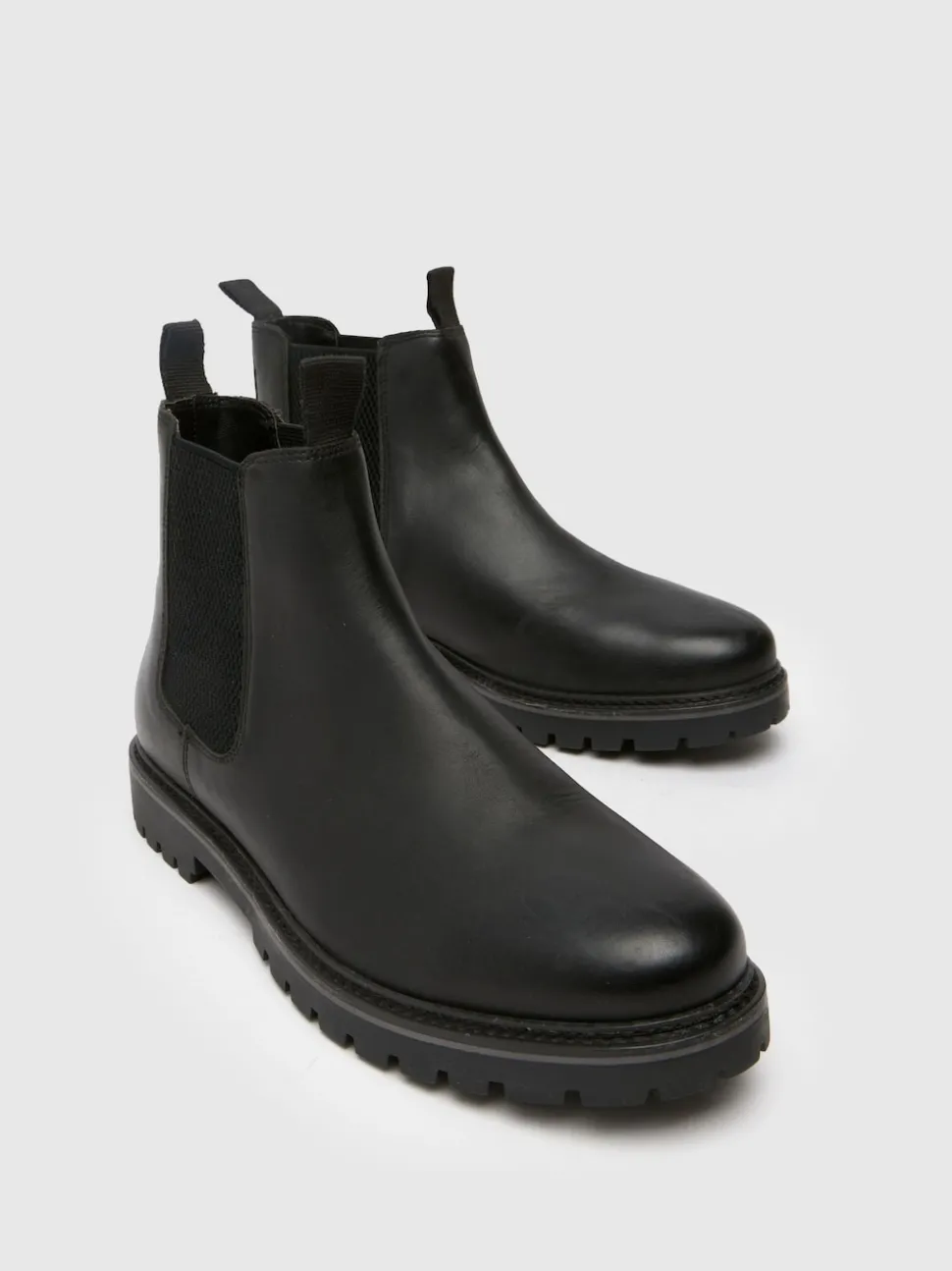 Schuh Black Wide Fit Dawson Leather Chelsea Boots