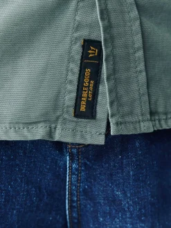 Seafoam Green Canvas Cord Collar Shacket Overshirt