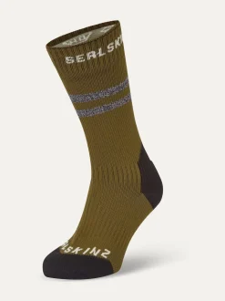 Sealskinz Green Runton Waterproof Cold Weather Mid Length Socks With Hydrostop