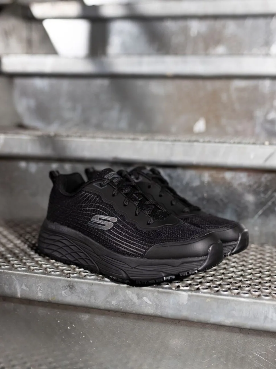 Skechers Black Relaxed Fit Work Max Cushioning Elite Trainers