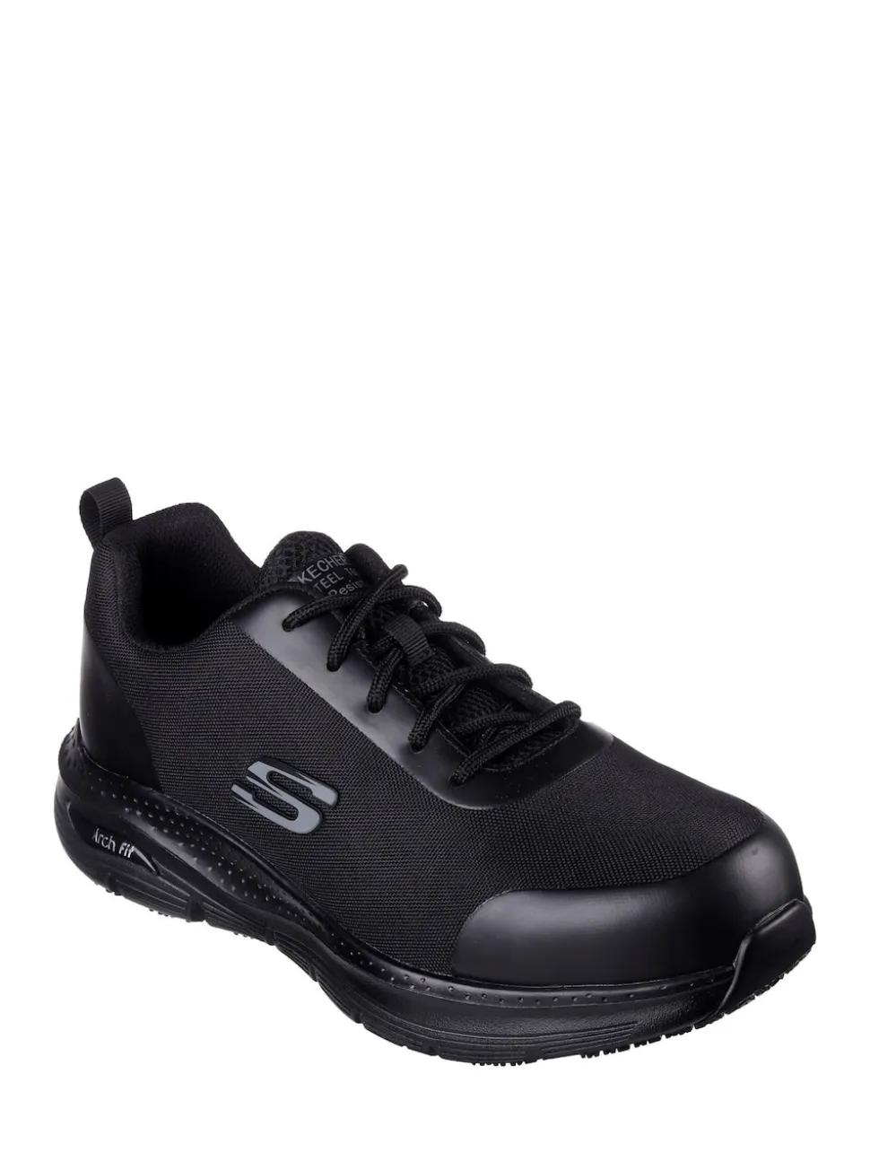 Skechers Black Work Arch Fit Ringstap Slip Resistant Mens Trainers