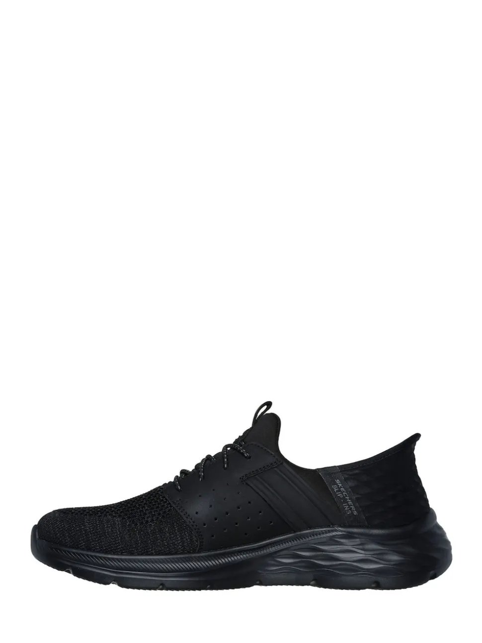 Skechers Black/White Garner Newick Slip In Trainers
