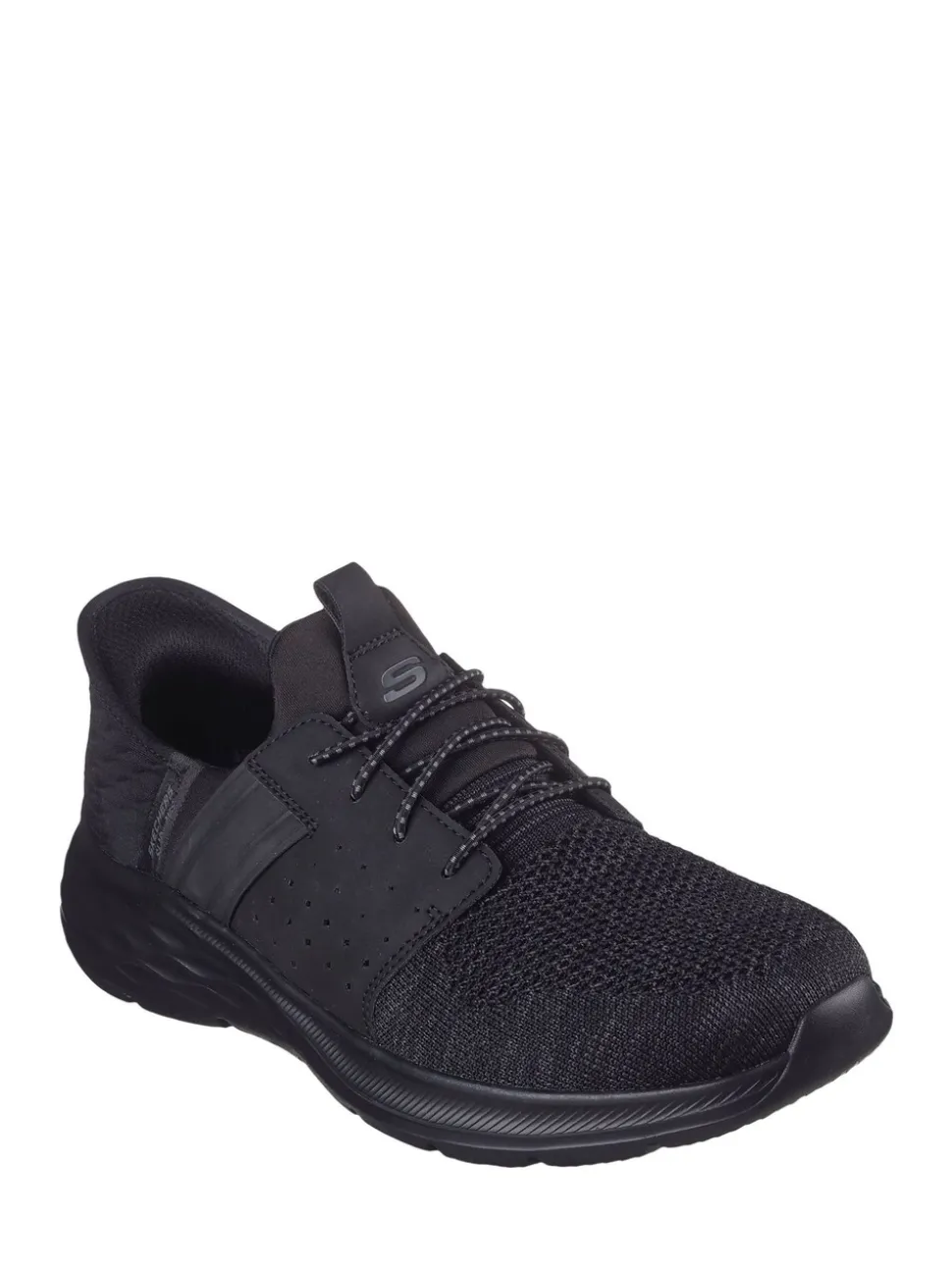 Skechers Black/White Garner Newick Slip In Trainers
