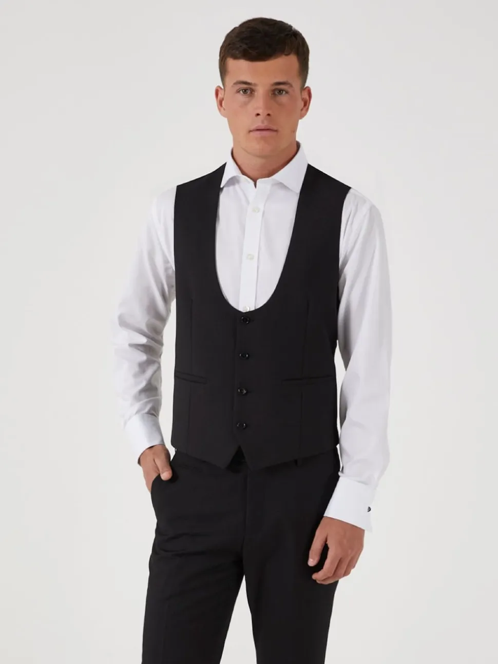 Skopes Black Milan Scoop Slim Fit Suit Waistcoat