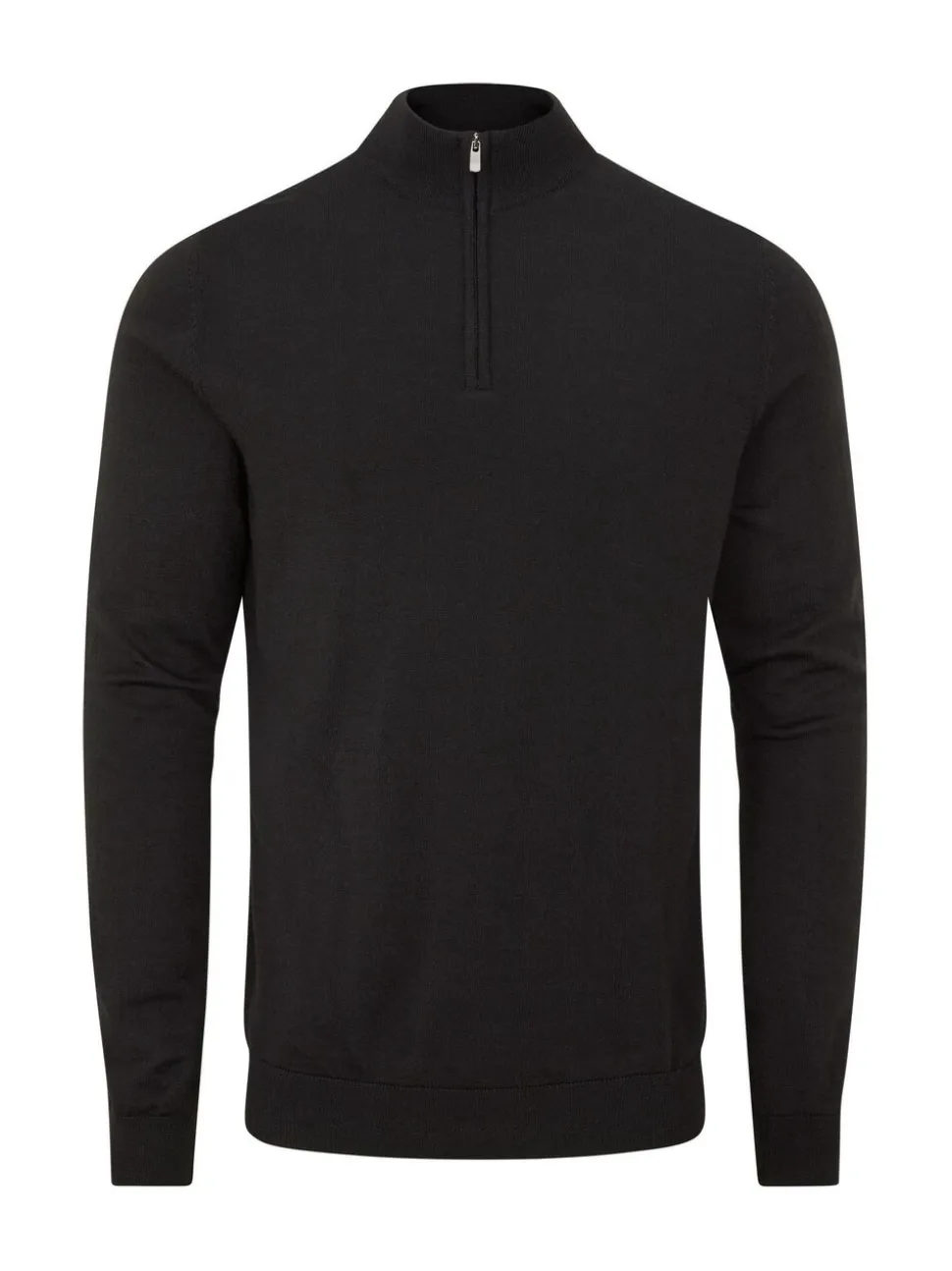 Skopes Black Miles Merino Blend Quarter Zip Sweater