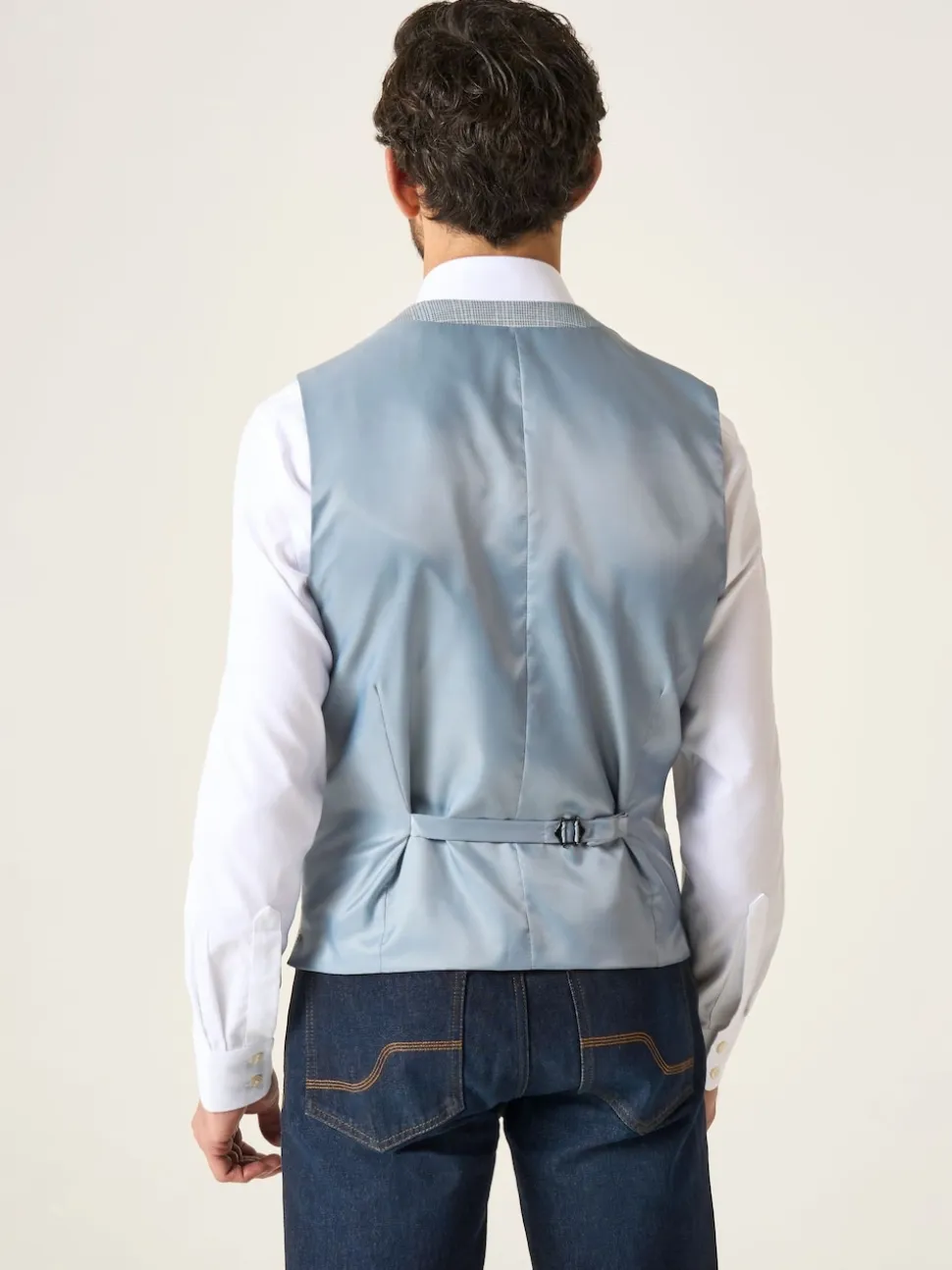 Skopes Blue Aspen Tailored Fit Single Breasted Puppytooth Check Waistcoat