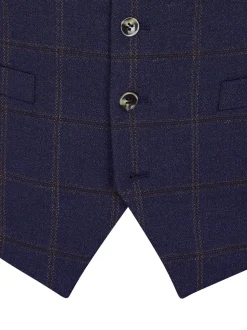 Skopes Blue Barron Check Single Breasted Suit Waistcoat